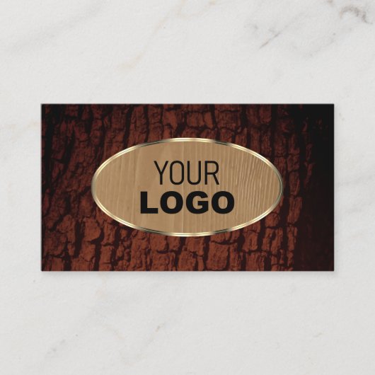 天然木バークウッドグレインオーバル金ゴールドロ縁どゴロ 名刺 (正面)