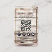 天然木材スタイル – ソーシャルメディアQRコード 名刺 (正面)