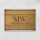 天然木目木板素朴モノグラム 名刺 (正面)