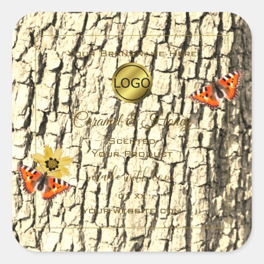 天然木目木皮製品ラベルロゴ スクエアシール (正面)