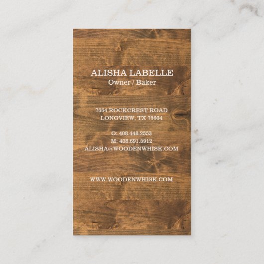 天然木目木造ウィスクベーカリー 名刺 (裏面)