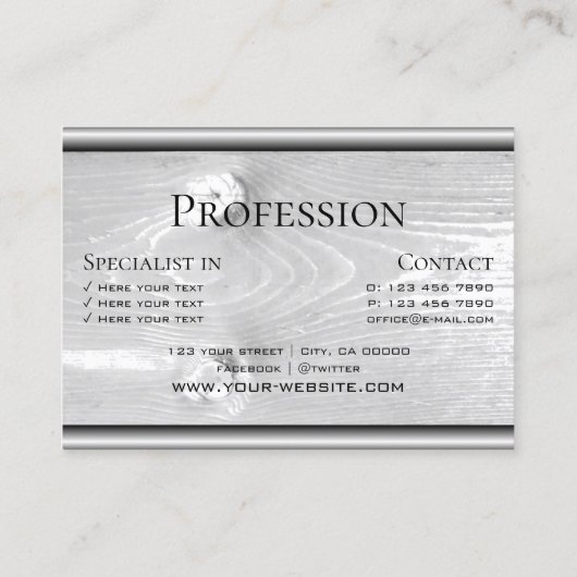 天然木目白木板シルバーグレー 名刺 (裏面)