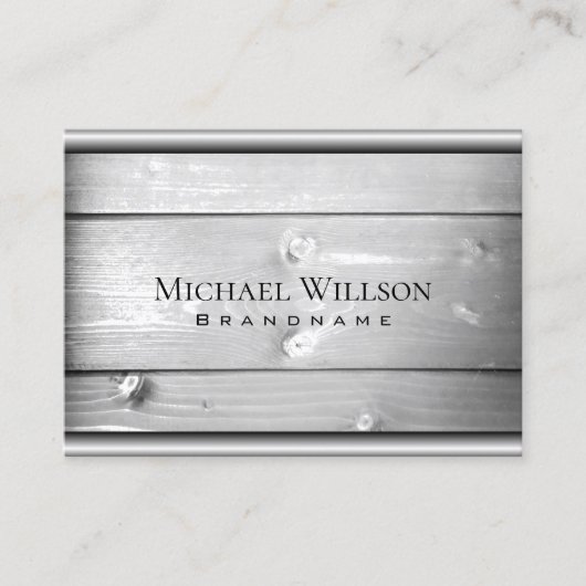 天然木目白木板シルバーグレー 名刺 (正面)