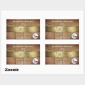 天然木目製品ラベル金ゴールドデコールロゴ 長方形シール (シート)