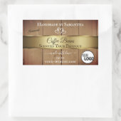 天然木目製品ラベル金ゴールドデコールロゴ 長方形シール (バッグ)