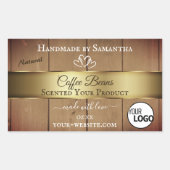 天然木目製品ラベル金ゴールドデコールロゴ 長方形シール (正面)