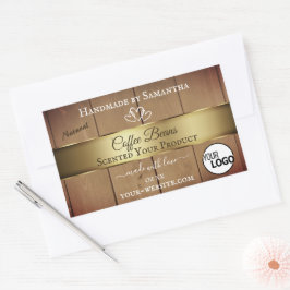 天然木目製品ラベル金ゴールドデコールロゴ 長方形シール