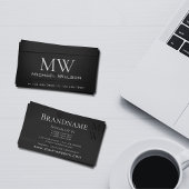 天然木目黒木板モノグラム 名刺