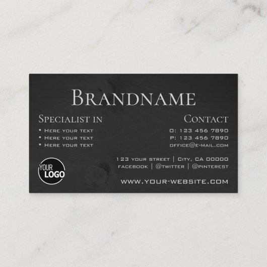 天然木目黒木板ロゴモダン 名刺 (裏面)