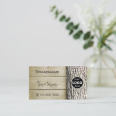 天然木素朴板ツリーバークグレインロゴ 名刺 (スタンド正面)