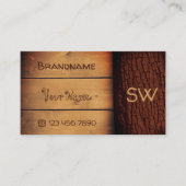 天然木素朴板ツリーバークモノグラム 名刺 (正面)