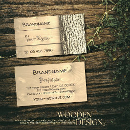 天然木素朴板ツリー樹皮の木目 名刺
