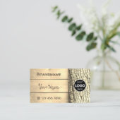 天然木素朴板ツリー樹皮グレインロゴ 名刺 (スタンド正面)