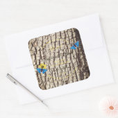 天然木素朴樹皮の木目製品ラベル スクエアシール (封筒)