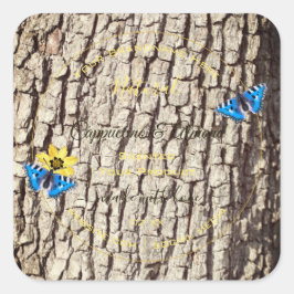 天然木素朴樹皮の木目製品ラベル スクエアシール