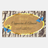 天然木素朴樹皮の木目製品ラベル 長方形シール (正面)