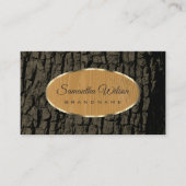 天然木素朴樹皮粒楕円金ゴールド縁ど 名刺 (正面)