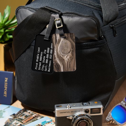 天然松素朴木結び接近写真 ラゲッジタグ (正面&裏面)