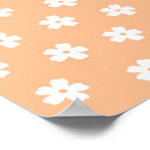 天然桃名門私立校風の白ヒッピー花柄 ポスター (角)