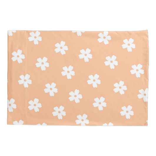 天然桃名門私立校風の白ヒッピー花柄 枕カバー (裏面)