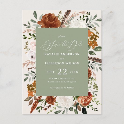 天然植物性エレガント結婚モダン素質p ポストカード (正面)