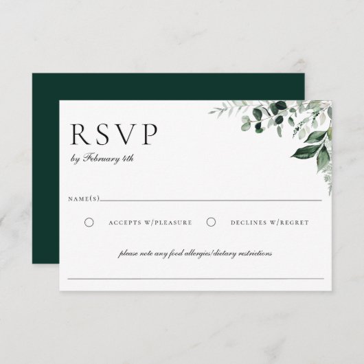 天然植物性緑 出欠カード (正面/裏面)