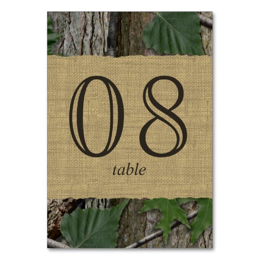 天然樹木表ナンバーカード テーブルナンバー (正面)