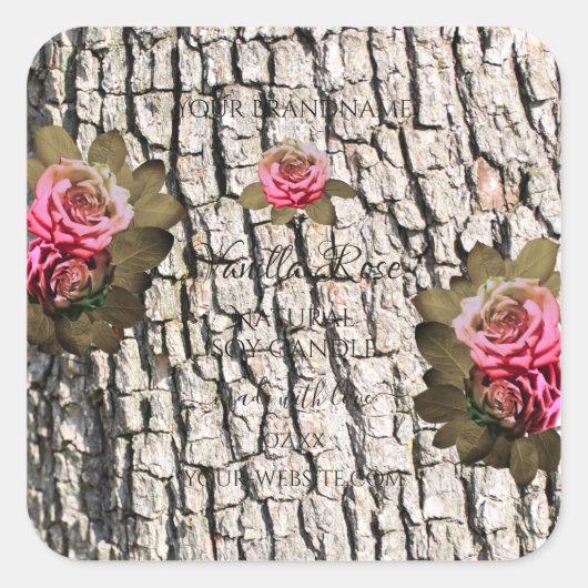 天然樹皮製品ラベル白木粒 スクエアシール (正面)