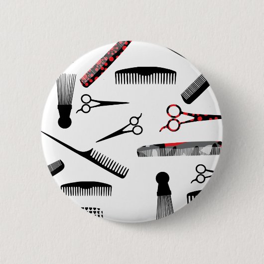 天然毛の赤い黒 缶バッジ (正面)