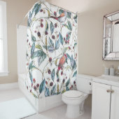 天然水のカラーパターン：ブラックベリー、鳥、f シャワーカーテン (インサイチュ)