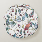 天然水のカラーパターン：ブラックベリー、鳥、f ラウンドクッション (裏面)