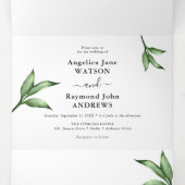 天然水の色の手絵を描の緑結婚の 三つ折り招待状 (内部中)