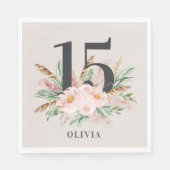 天然水ガーリー色フローラエレガント誕生日 スタンダードランチョンナプキン (正面)