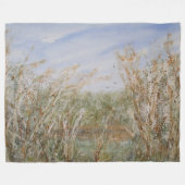 天然池のワイルドエッジ水彩プリント フリースブランケット (正面(横))