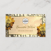 天然淡い茶色の木の樹皮とロゴフローラ 名刺 (正面)