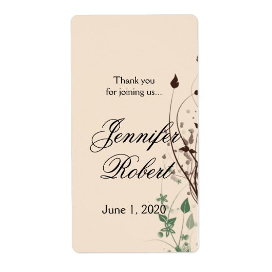 天然疑問に思のアイボリーブラウン結婚のワインラベル ラベル (正面)