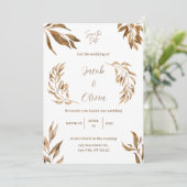 天然白と茶色の結婚式招待状 招待状 (スタンド正面)