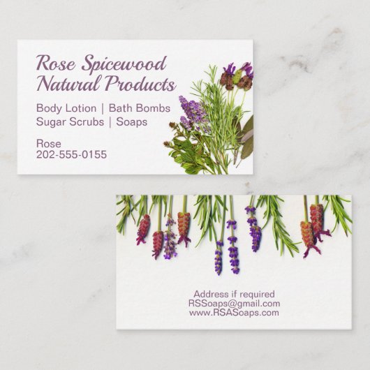 天然石けんスキンケアのハーブ 名刺 (正面/裏面)