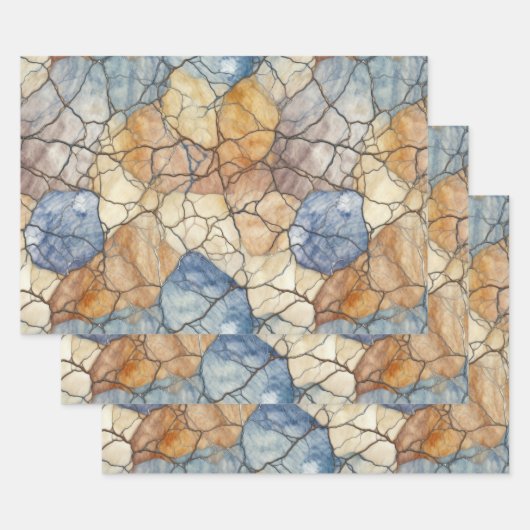 天然石エレガント大理石パターン ラッピングペーパーシート (セット)