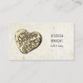 天然石小石ハート 素朴 名刺 (正面)