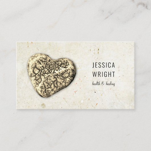 天然石小石ハート 素朴 名刺 (正面)