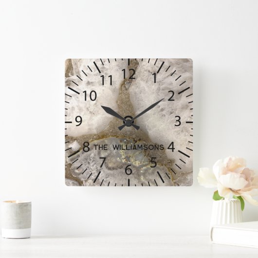 天然石英泥岩 スクエア壁時計 (ホーム)