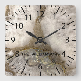 天然石英泥岩 スクエア壁時計