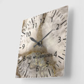 天然石英泥岩 スクエア壁時計 (傾斜)
