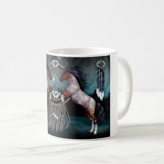 天然米国式の馬のギフトのマグ コーヒーマグカップ (正面右)