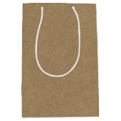 天然素朴褐色筏無地の平モダン ミディアムペーパーバッグ (正面)