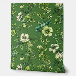 天然緑と白のフローラの皮とスティック 壁紙