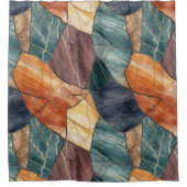 天然緑エレガント粒石大理石パターン シャワーカーテン (正面)