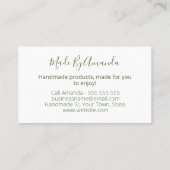 天然緑葉手作り石鹸スクラブ体バター 名刺 (裏面)