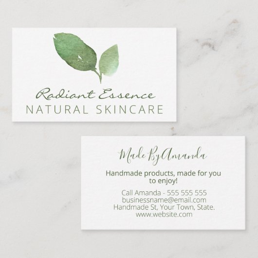 天然緑葉手作り石鹸スクラブ体バター 名刺 (正面/裏面)